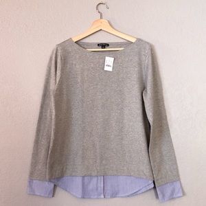 Cuffed boatneck shirt with woven hem. NWT